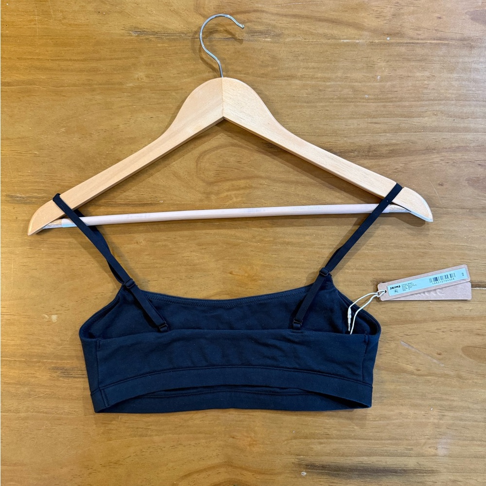Skims Cotton Jersey Scoop Black Bralette - S - Picture 3 of 4